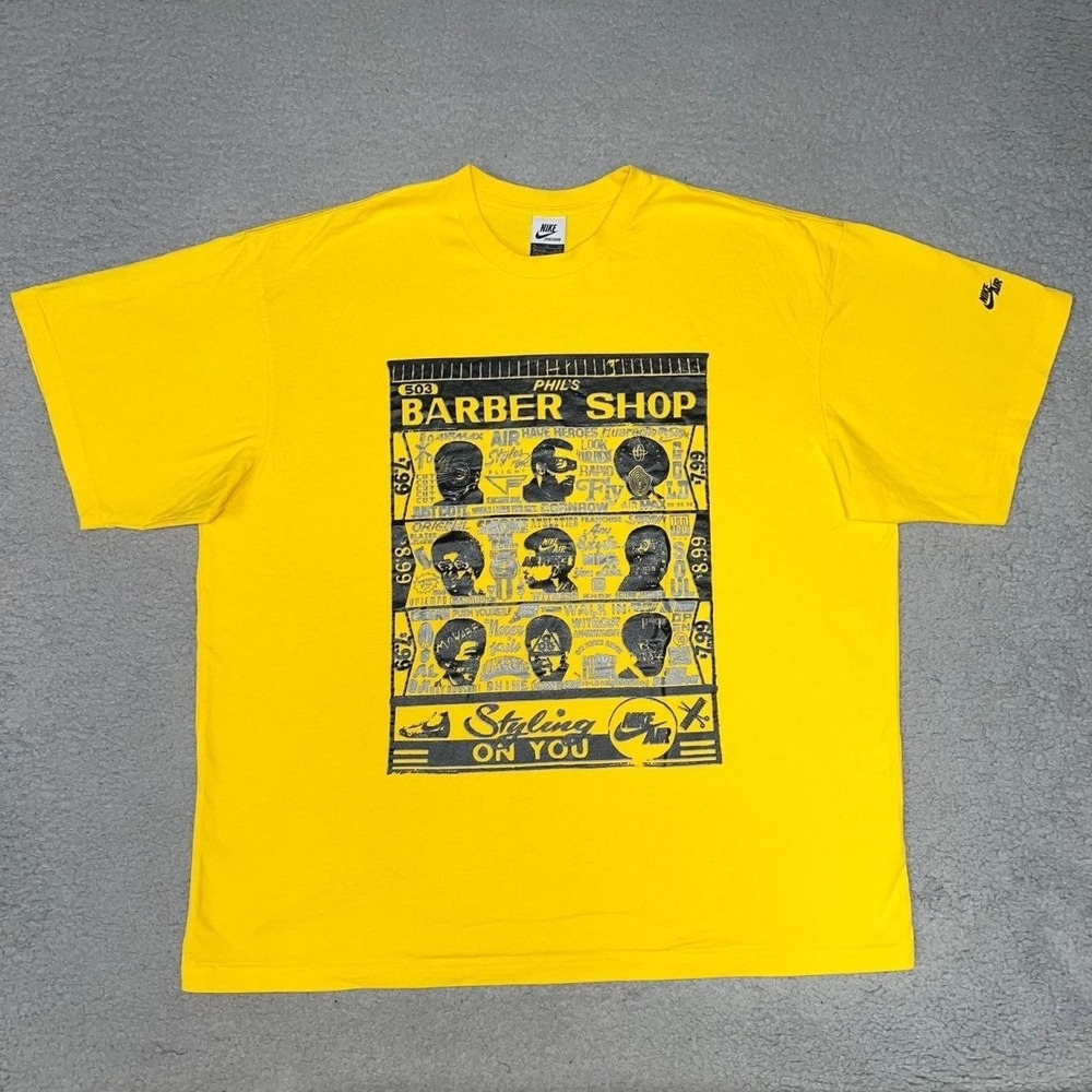 Nike Air Sportswear Phil's Barber Shop T Shirt Men's Sz XL Yellow Tee 363128-703